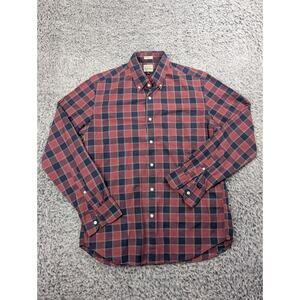 J.Crew Shirt Men Medium Red Blue Check Long Sleeve Preppy Casual Slim Fit Modern